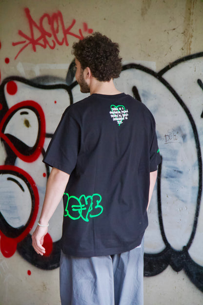 Black fluo green rubber tee
