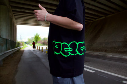 Black fluo green rubber tee