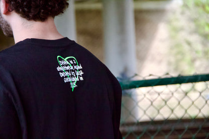 Black fluo green rubber tee